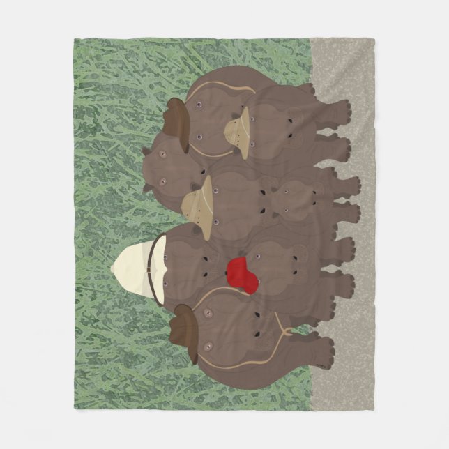Hippo Safari Fleece Blanket (Front)