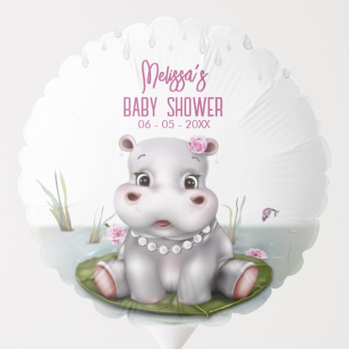 Hippo Safari River Adventure Girl Baby Shower Balloon