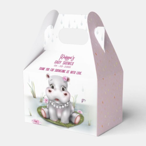 Hippo Safari River Adventure Girl Baby Shower Favor Boxes