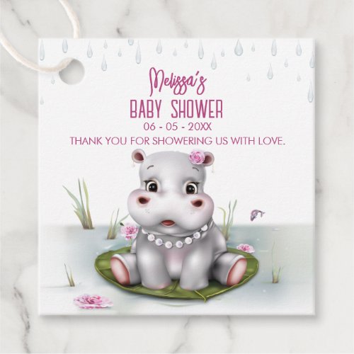 Hippo Safari River Adventure Girl Baby Shower Favor Tags