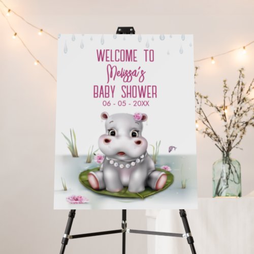 Hippo Safari River Adventure Girl Baby Shower Foam Board