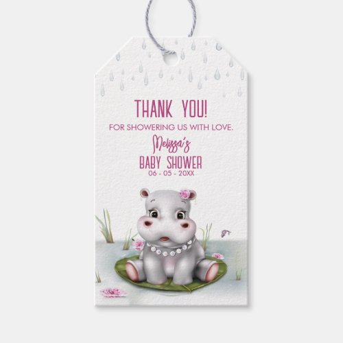 Hippo Safari River Adventure Girl Baby Shower Gift Tags