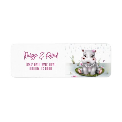 Hippo Safari River Adventure Girl Baby Shower Label