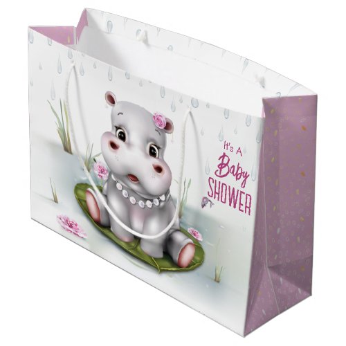 Hippo Safari River Adventure Girl Baby Shower Large Gift Bag