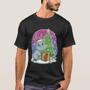 Hippo Santa Hat Xmas Hippo Lover Adults Boy Girl K T-Shirt