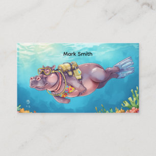 Hippo Scuba diver underwater Business Card