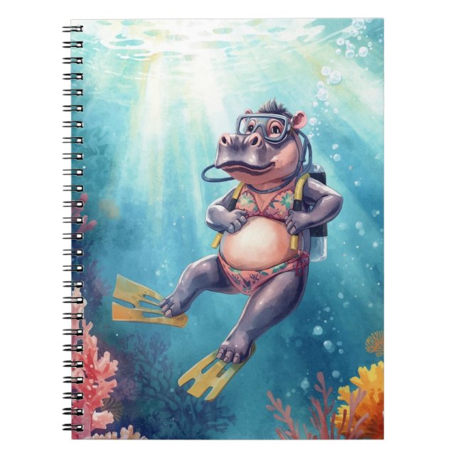 Hippo Scuba diver underwater  Notebook (Front)