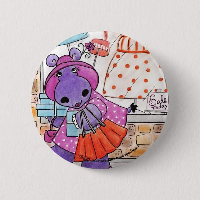 Hippo Shopping-Hippo shop-a-lot amus! Button (Front)