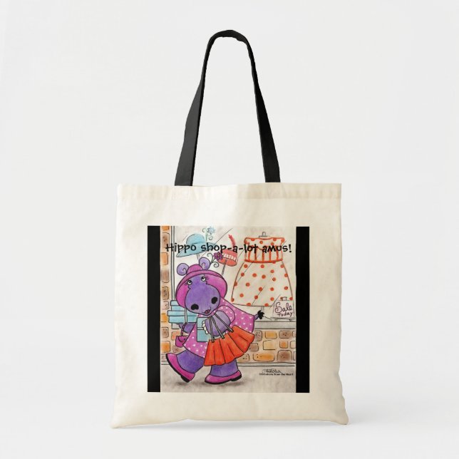 Hippo Shopping-Hippo shop-a-lot amus! Tote Bag (Front)
