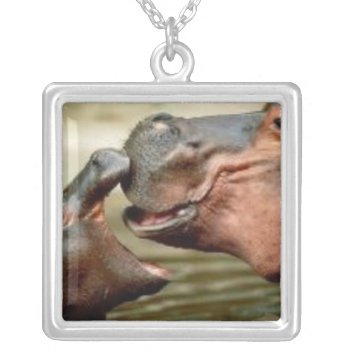 Hippo Silver Plated Necklace by pjan97 at Zazzle