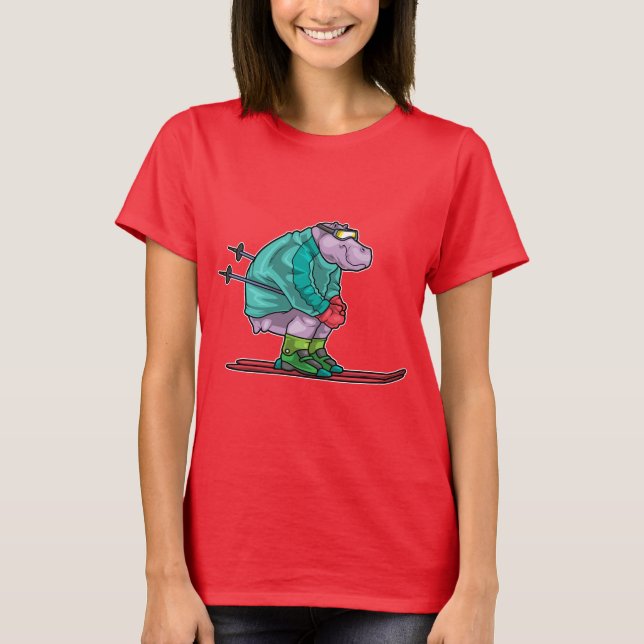 Hippo Skier Ski goggles Ski T-Shirt (Front)