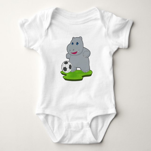 Hippo Soccer player Soccer Baby Bodysuit (Front)