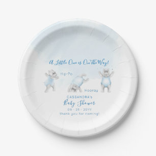 Hippo Somersault Baby Boy Shower Paper Plates