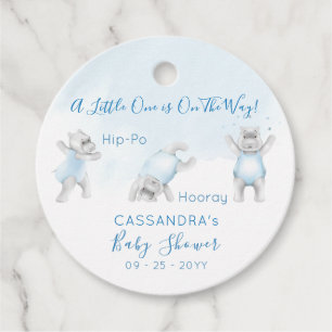 Hippo Somersault Baby Shower Favor Tags