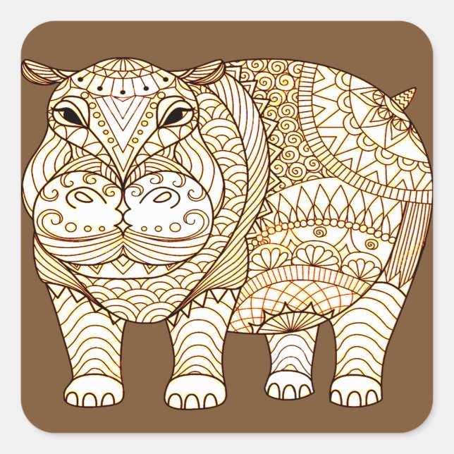 Hippo Square Sticker (Front)