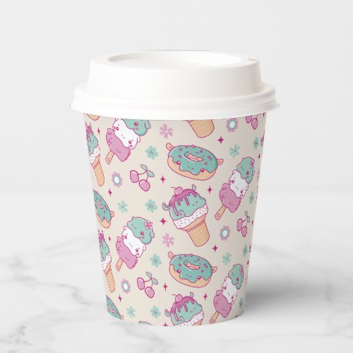 Hippo sweet snacks pattern design paper cups