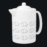 hippo teapot<br><div class="desc">Cute line drawing of a hippo as a repeated image makes a playful tea time for you and your guests. Great for a black and white kitchen</div>
