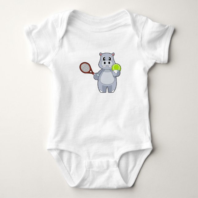 Hippo Tennis Tennis ball Baby Bodysuit (Front)