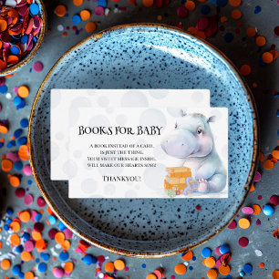 Hippo Themed Baby Shower Books For Baby Enclosure Card