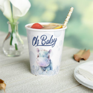 Hippo Themed Baby Shower Paper Cups