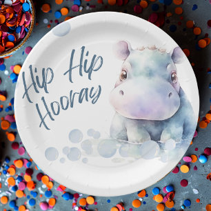 Hippo Themed Baby Shower Paper Plates