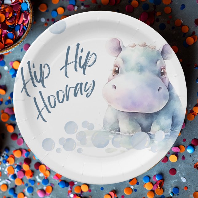 Hippo Themed Baby Shower  Paper Plates (Creator Uploaded)