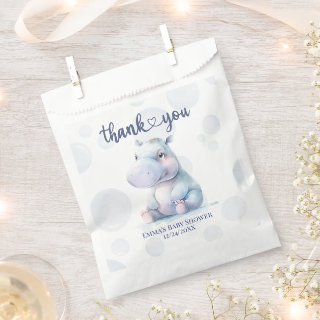 Hippo Themed Baby Shower Thankyou  Favor Bag (Clipped)