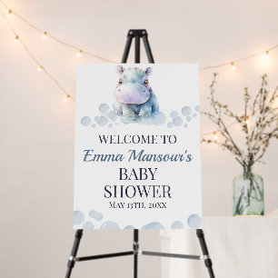 Hippo Themed Baby Shower Welcome Sign