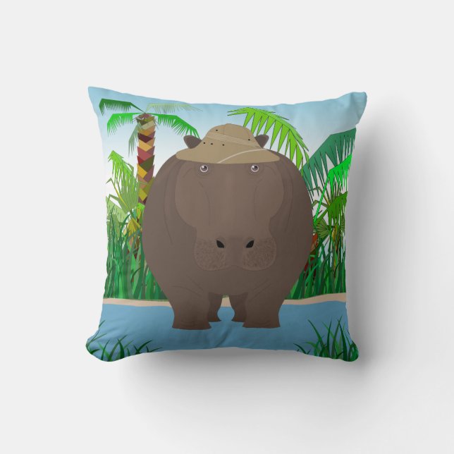 Hippo Throw Pillow (Front)