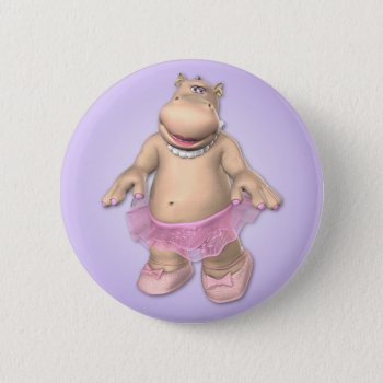 Hippo Tutu Button by mariannegilliand at Zazzle