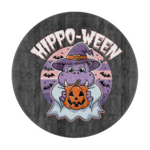 Hippo-ween Spooky Halloween Moo Deng Hippo Ghost Cutting Board