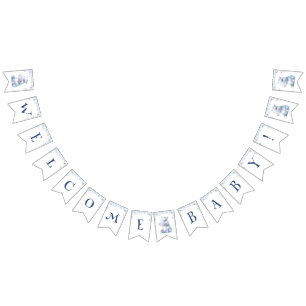 Hippo Welcome Baby  Bunting Flags