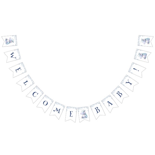 Hippo Welcome Baby  Bunting Flags (All)