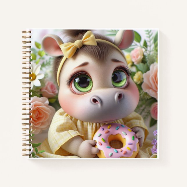 Hippo with a Donut, by Natasha Us   Notebook (Front)