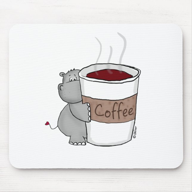 Hippo with Coffee Mouse Pad (Front)
