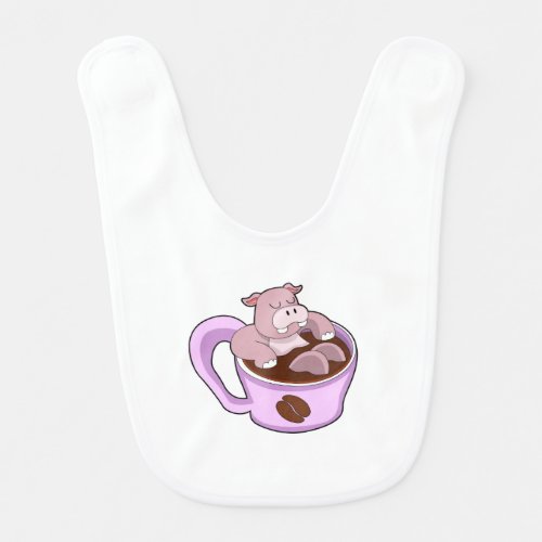 Hippo with Cup of Coffee Baby Bib