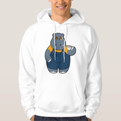 Hippo with Cup of Coffee Hoodie