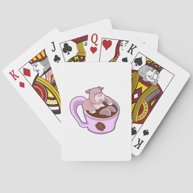 Hippo with Cup of Coffee Poker Cards (Back)