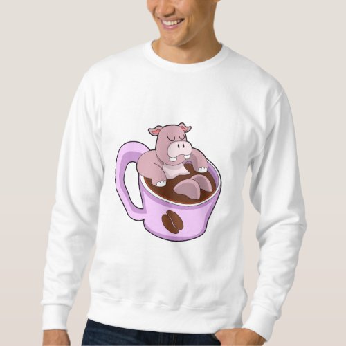 Hippo with Cup of Coffee Sweatshirt