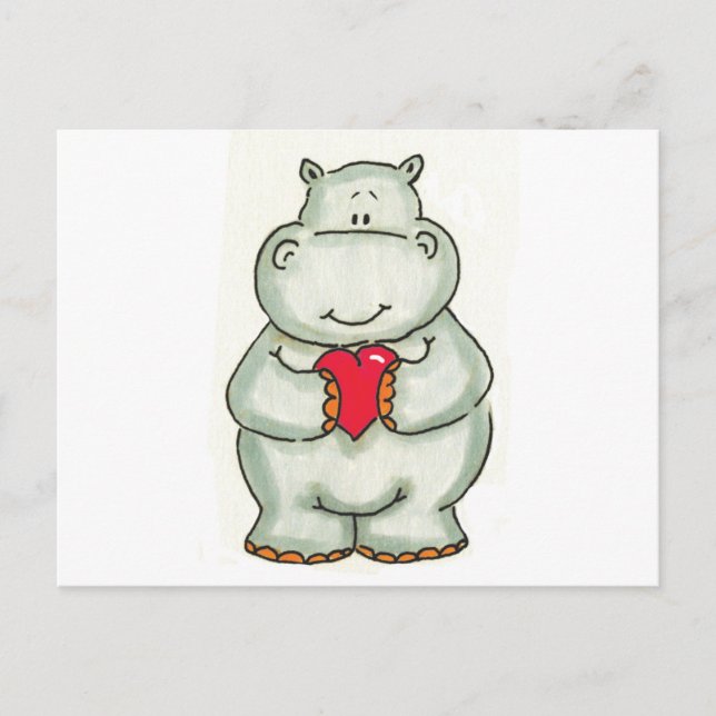 Hippo with Heart Postcard (Front)