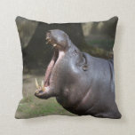 Hippo with His Mouth Open Throw Pillow