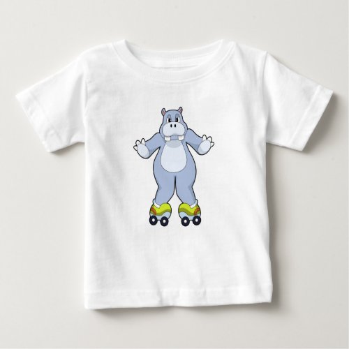 Hippo with Roller skates Baby T_Shirt