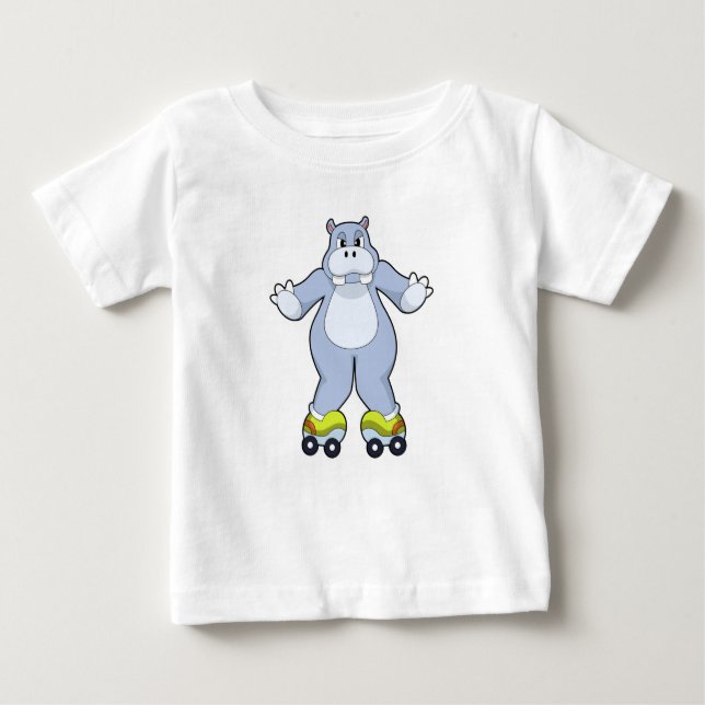 Hippo with Roller skates Baby T-Shirt (Front)