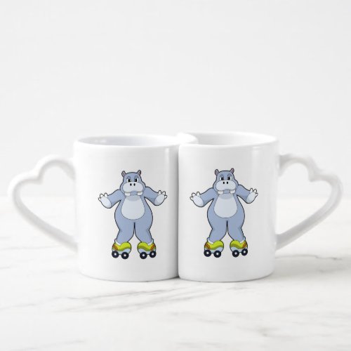 Hippo with Roller skates Coffee Mug Set