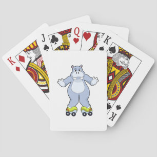 Hippo with Roller skates Poker Cards