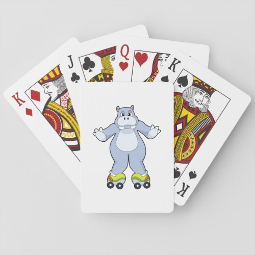 Hippo with Roller skates Poker Cards