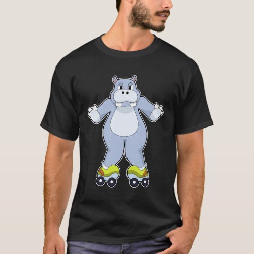 Hippo with Roller skates T_Shirt