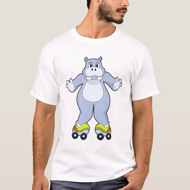Hippo with Roller skates T-Shirt (Front)