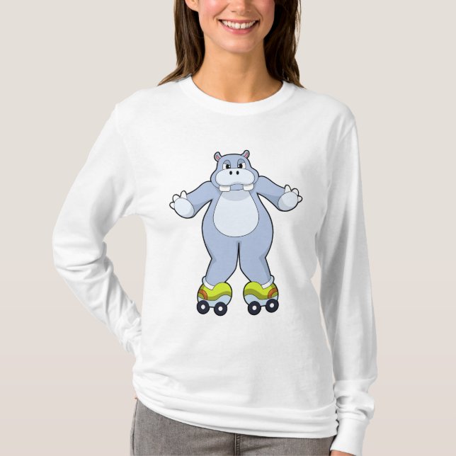 Hippo with Roller skates T-Shirt (Front)