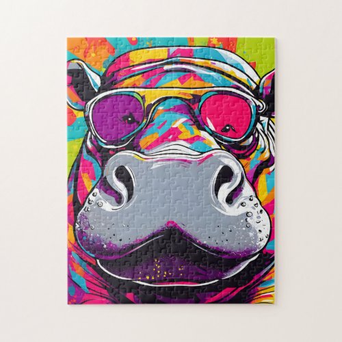 Hippo With Sunglasses Pop Art Jigsaw Puzzle